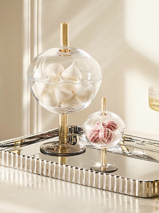 CB2 Other - CB2 Clear Glass Orb Vases with Gold-Toned Stems